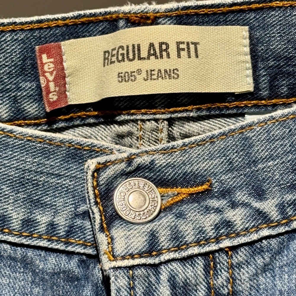 Levis 505 Regular Fit Jeans Light Wash Denim Pants Classic Mens Size 36x32‎ y2k - Picture 3 of 5